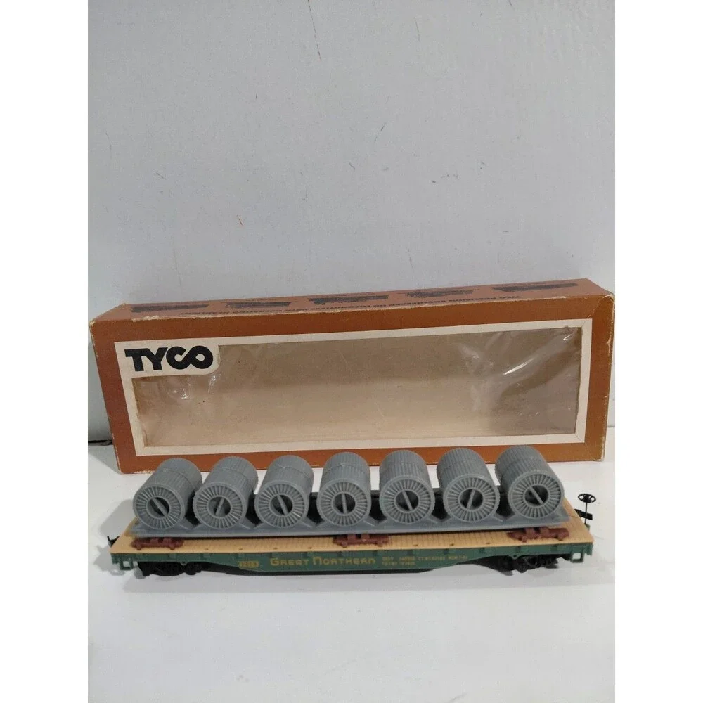 Tyco 335: 300 HO Gauge Model Railroad Great Northern Flat & Cable Load w/Box